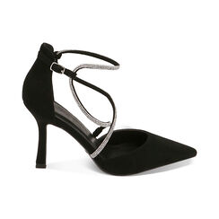 Décolleté gioiello nere in microfibra, tacco 9 cm, Primadonna, 222111370MFNERO040, 001 preview