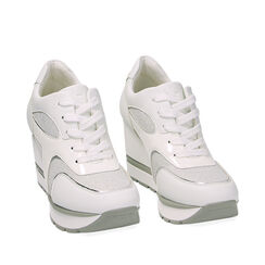 Sneakers plateau bianche, 232811616EPBIAN036, 002a