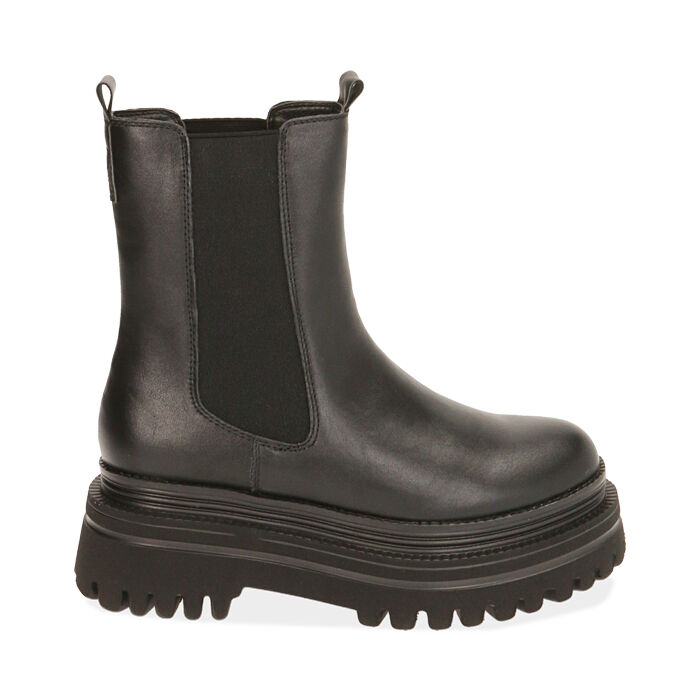 Chelsea boots neri, tacco 7 cm , Special Price, 187513302EPNERO039