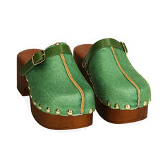 Clogs verdi in cavallino, tacco 6 cm , Primadonna, 194305215CWVERD035, 002 preview