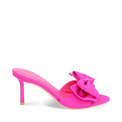 Mules Open Toe fucsia in lycra, tacco 7,5 cm, Primadonna, 234965902LYFUCS035, 001a