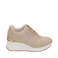 Sneakers beige, zeppa 6 cm, Primadonna, 212855014EPBEIG038, 001a