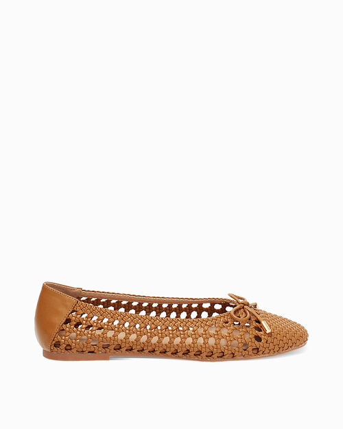 Ballerine cognac con intreccio elegante, COGNAC