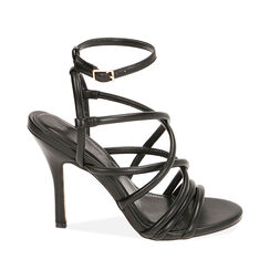 Sandali cage neri, tacco 10,5 cm , 192143702EPNERO036, 001a