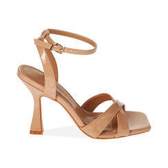 Sandali nude in vernice, tacco 9,5 cm, Primadonna, 212101906VENUDE035, 001 preview