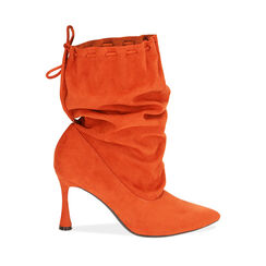 Ankle boots arancio in microfibra, 8,5 cm , SPECIAL WEEK, 182180110MFARAN035, 001a