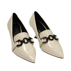 Mocassini panna in naplak, tacco 5,7 cm, Primadonna, 224934908NPPANN037, 002a