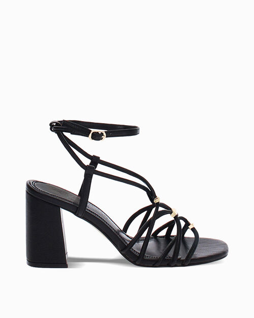 Sandalias negras con tac&oacute;n de 8 cm, BLACK