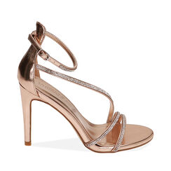 Sandales &agrave; talons rose-or en lamin&eacute;, Primadonna, 232174221LMRAOR035, 001a