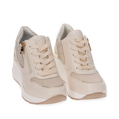 Sneakers beige, zeppa 6 cm, Primadonna, 212850921EPBEIG037, 002a