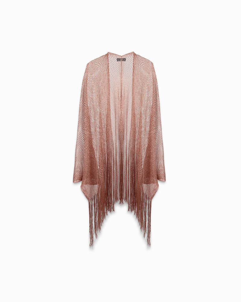 Poncho donna rosa oro in tessuto laminato image number null