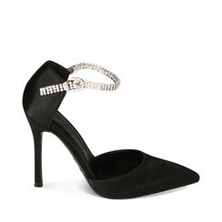 Décolleté nere con cinturino strass, tacco 10,5 cm, Primadonna, 222186109RSNERO035, 001a