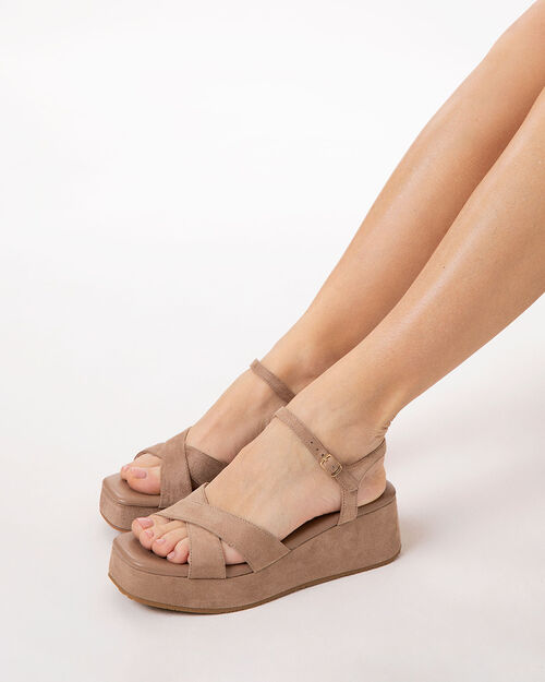 Zeppe taupe tacco 5,8 cm, TAUPE