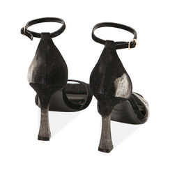 Sandali neri in tessuto, tacco 9,5 cm, Primadonna, 212127725TSNERO036, 003 preview