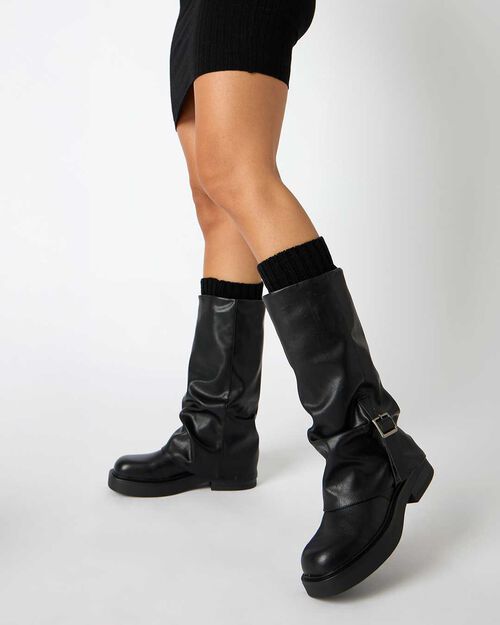Biker neri con gambale morbido, BLACK
