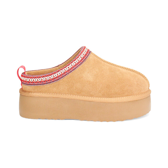 Scarponcini invernali in camoscio camel con suola in gomma di 4,5 cm, Primadonna, 26N801253CMCAME035