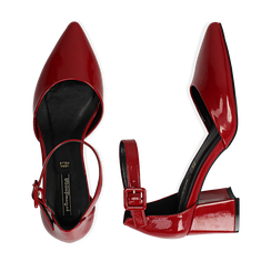 D&eacute;collet&eacute; rosse in vernice con cinturino, tacco 6 cm , Scarpe, 144942232VEROSS035, 003 preview