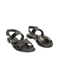 CALZATURA SANDALI BASSI PELLE NERO, Primadonna, 23S924055PENERO035, 002a