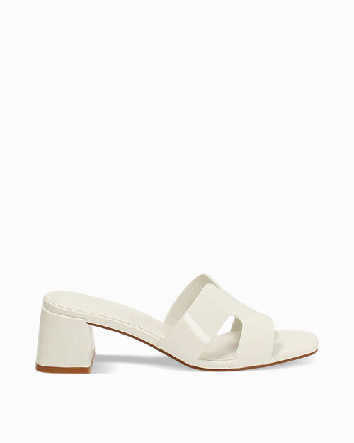 Mules open toe panna tacco 5,5 cm, CREAM