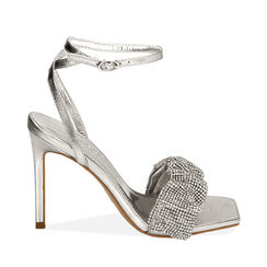 Sandali argento con strass, tacco 10,5 cm , 192113705LMARGE036, 001a