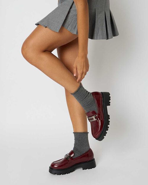 ZAPATOS MOCASIN SINTETICO BRILLANTE BORD, BURGUNDY