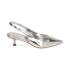 Décolleté slingback argento laminato, tacco 5 cm, Primadonna, 212190201LMARGE035, 001 preview