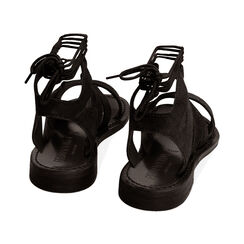 Sandali gladiator neri in camoscio, Ultime occasioni, 21B814004CMNERO036, 003 preview
