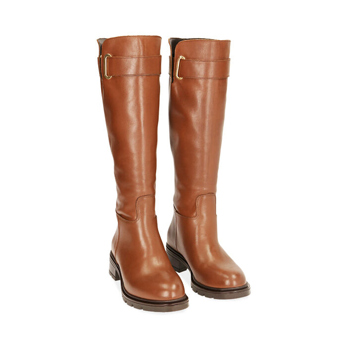Bottes cuir 2024 cognac femme