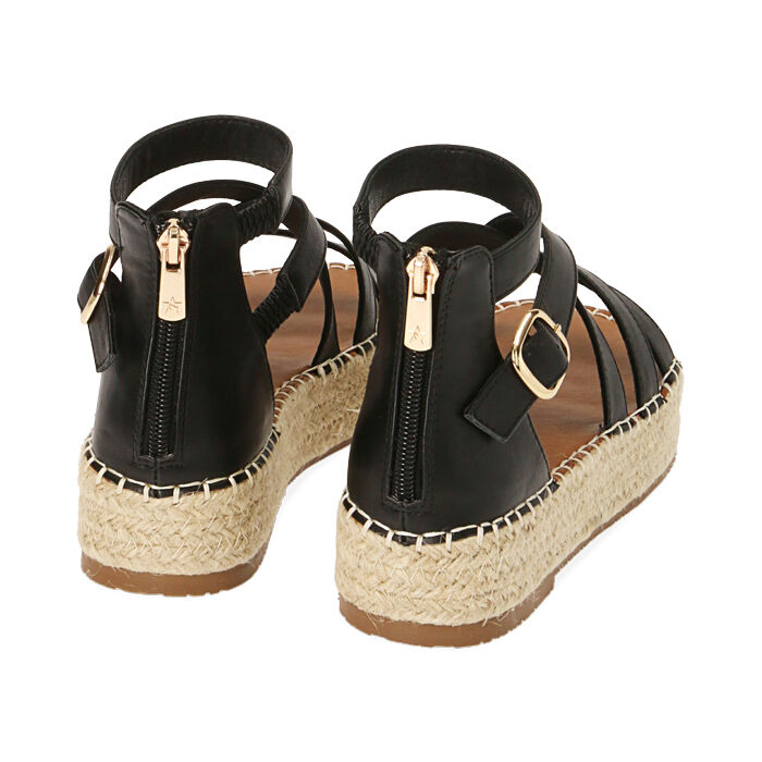 Sandali donna neri zeppa 3 cm Primadonna Collection