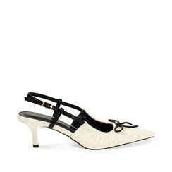 Décolleté slingback donna panna con fiocchetto, Primadonna, 254931517EPPANN036, 001a