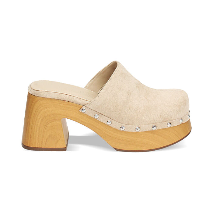 Zoccoli donna taupe in microfibra Primadonna Collection