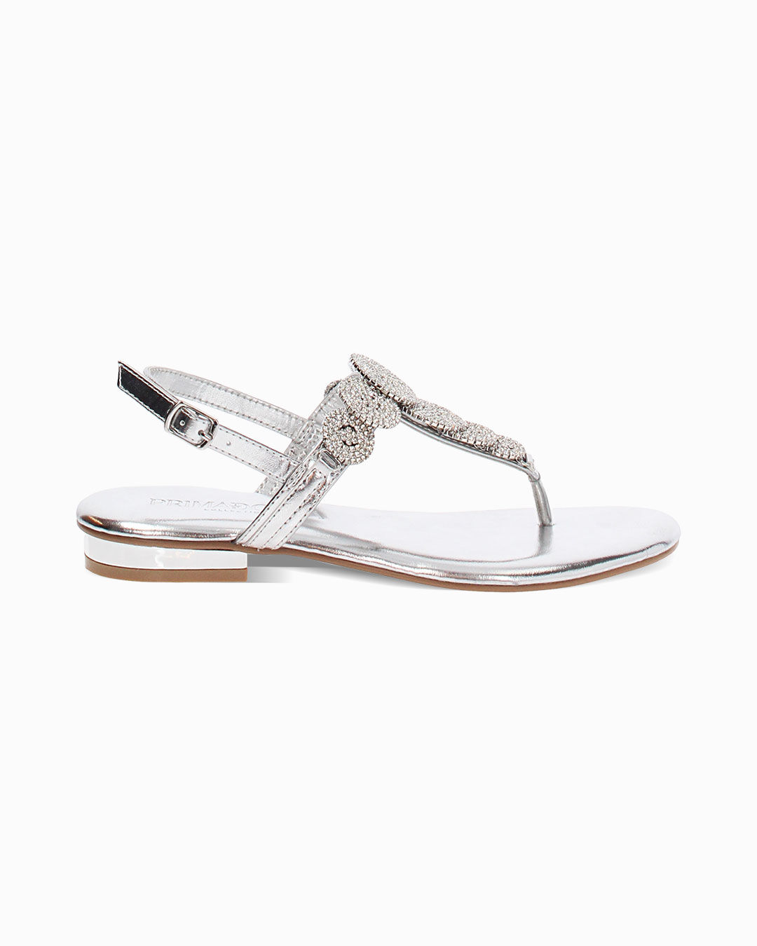 Sandali bassi argento con pietre scintillanti