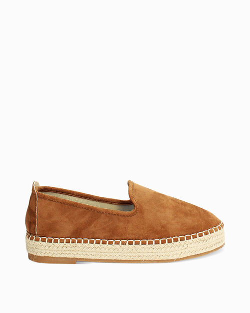 Espadrillas cognac con tacco 3 cm, COGNAC