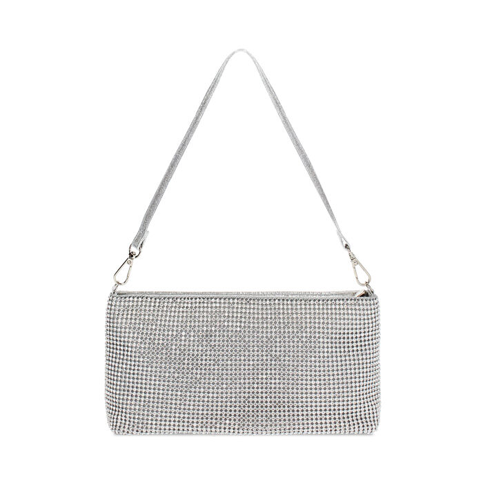 Mini bag donna argento in laminato con pietre, Primadonna, 255102402LPARGEUNI