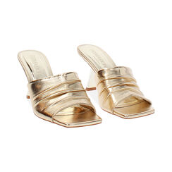 Mules open toe donna oro in laminato, tacco 7,5 cm, Primadonna, 252137811LMOROG035, 003 preview