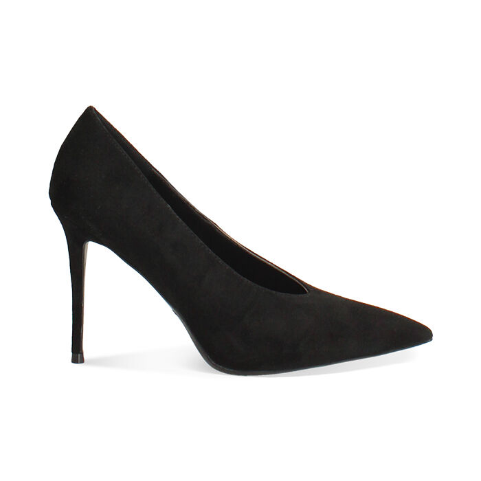 Escarpin noir en microfibre avec talon de 10 cm, Primadonna, 262130601MFNERO036