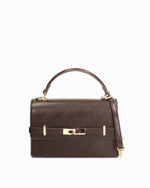 Dark brown mini bag with removable strap, DK BROWN