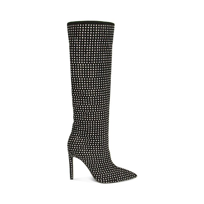 Stivali donna con strass argento tacco 10 5 cm Primadonna
