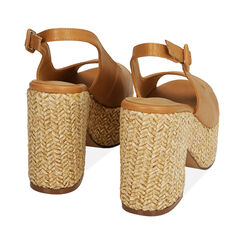 Sandali cognac, tacco-zeppa 10,5 cm , Primadonna, 194951701EPCOGN036, 003 preview