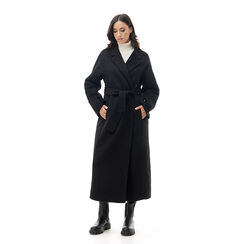 Cappotto nero con cintura, Promozioni, 246520106TSNEROM, 001a
