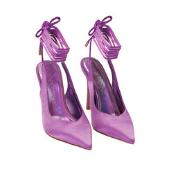 Slingback en satin violet, talon 11 cm , 192186112RSVIOL037, 002a