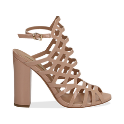 Sandali nude in vernice con motivi geometrici, tacco 10,5 cm ,