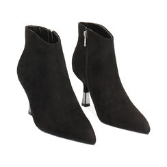 Bottines noires en microfibre avec talon de 7,5 cm, Primadonna, 264911701MFNERO035, 003 preview