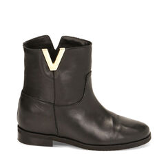 Ankle boots neri in pelle con zeppa, Primadonna, 22L601103PENERO036, 001a