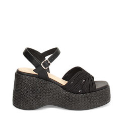 Compensées femme noires en raphia, Primadonna, 25P115628RFNERO035, 001a