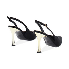 D&eacute;collet&eacute; slingback donna nere, tacco 9,5 cm, Primadonna, 252102602LYNERO036, 004 preview