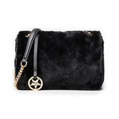 Borsa nera in eco-fur,