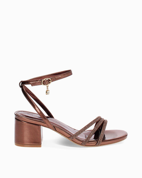 ZAPATOS SANDALIA LAMINADO PIEDRAS RAME, COPPER
