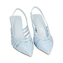 Décolleté slingback celesti in vernice, tacco 7 cm, Primadonna, 214909206VECELE035, 002 preview