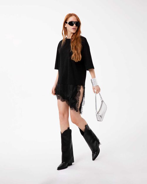 Camiseta negra de mujer de dise&ntilde;o esencial, BLACK